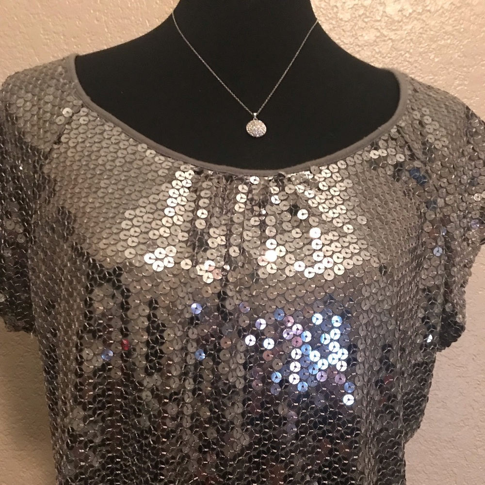 Apt 9 Silver Sequin Blouse